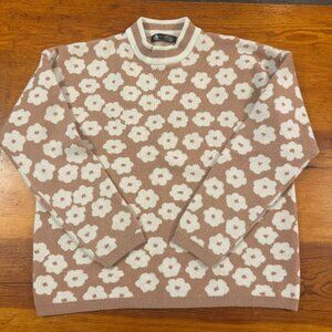 Pretty Garden Women Size S Knit Floral Print Sweater Crewneck Long Sleeve